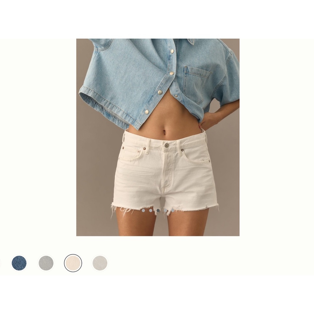 Agolde Parker Vintage Cutoff Shorts in Dough White. Size 25